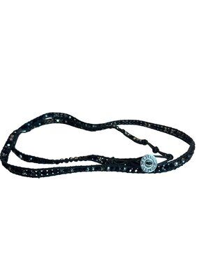 Victoria Emerson Black Crystal Wrap Bracelet Adjustable Closure 36" Elegant
